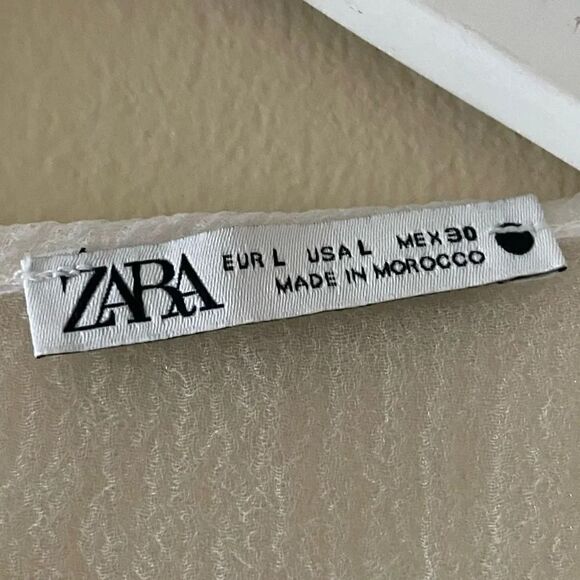 Zara White Sheer Rib Sleeveless Women’s Crewneck SZ L #1696 - Picture 7 of 11